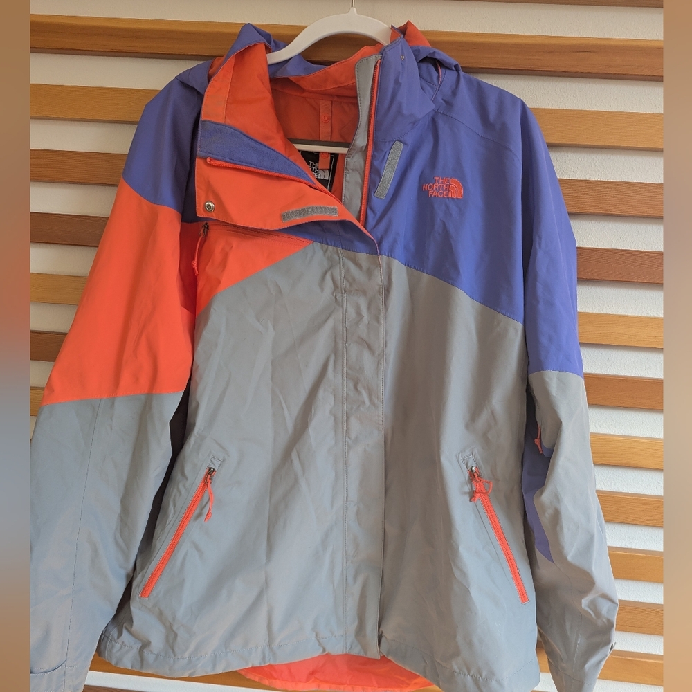 The North Face Tri-Climate Colorblock Ski Shell Jacket Purple, Orange, Gray